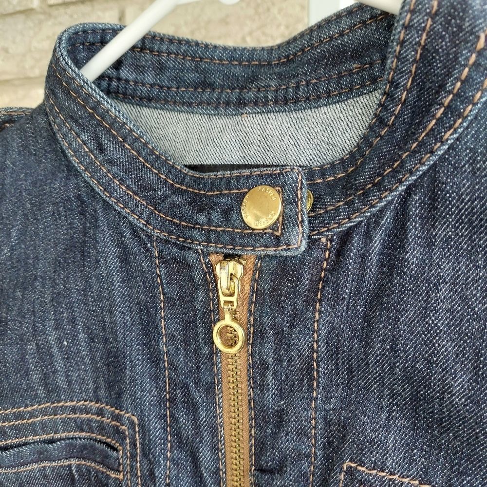 Kasper Petite Dark/Medium Wash Jean Denim Jacket with Pockets 6P EUC - Picture 5 of 8